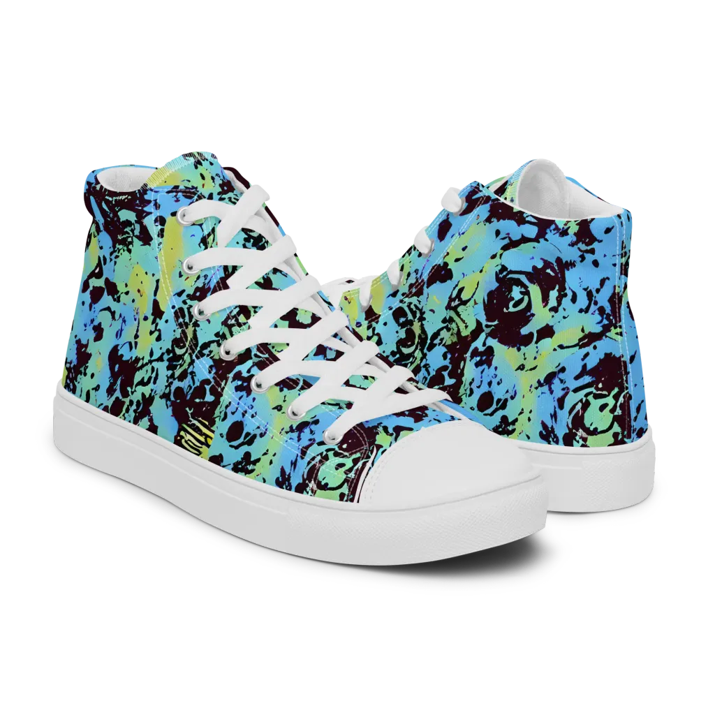 Aqua Static on Men's High Top Canvas Shoes — Right