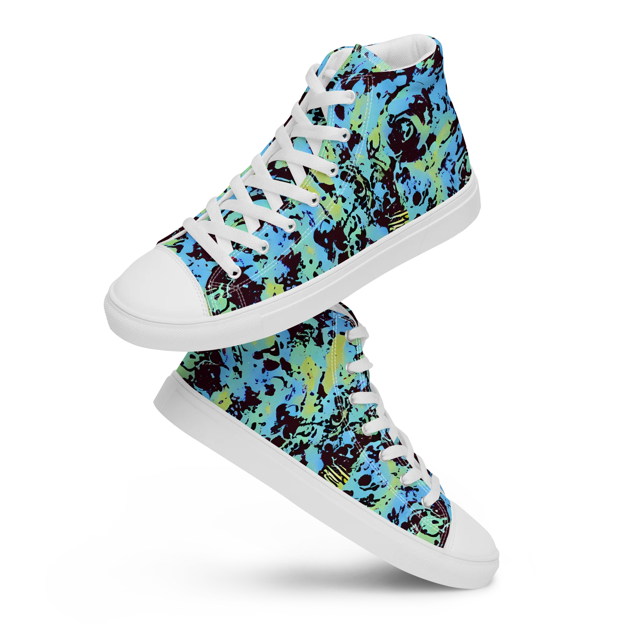 Aqua Static on Men's High Top Canvas Shoes — Front