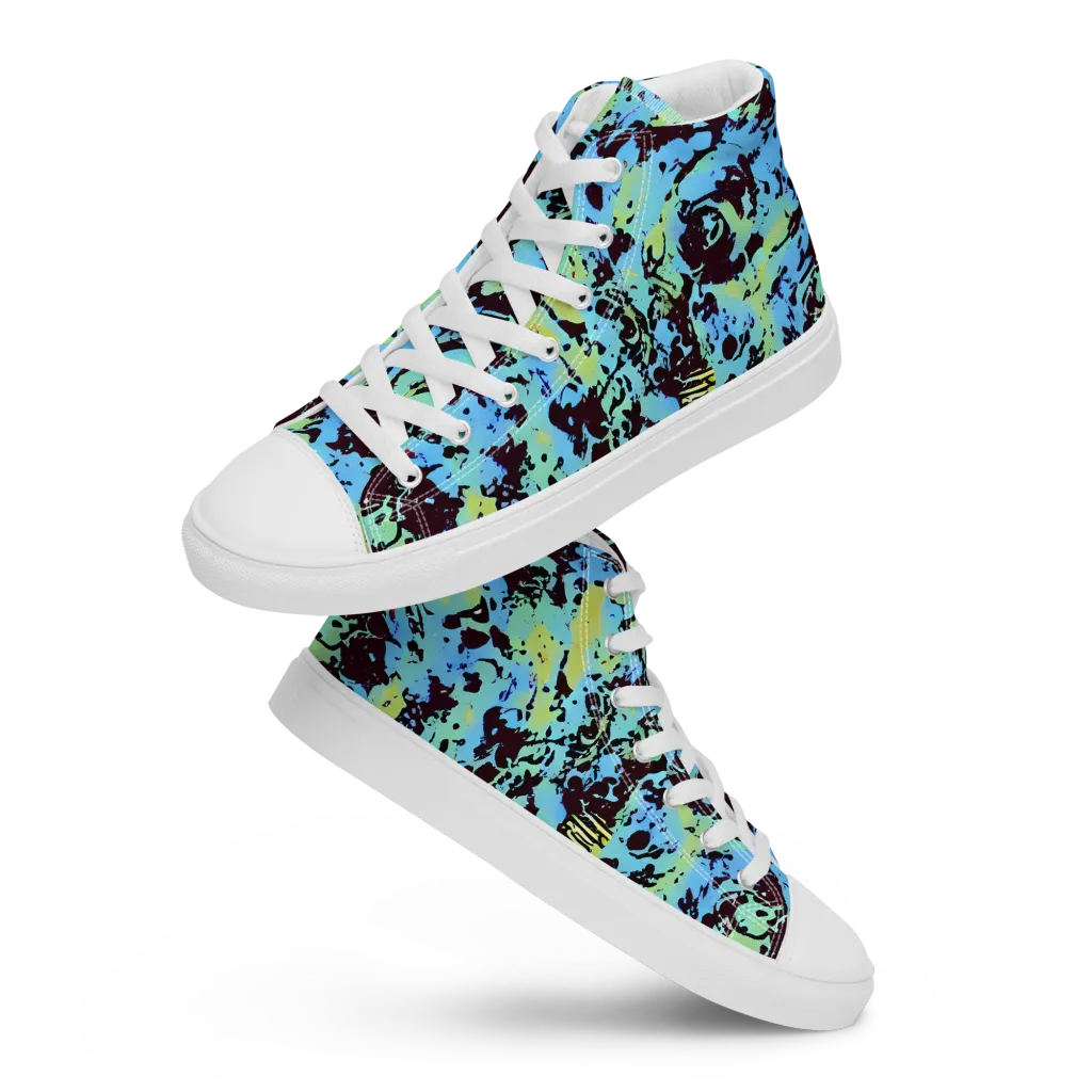 Aqua Static on Men's High Top Canvas Shoes — Front