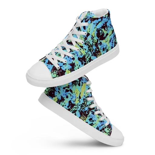 Aqua Static on a Men's High Top Canvas Shoes