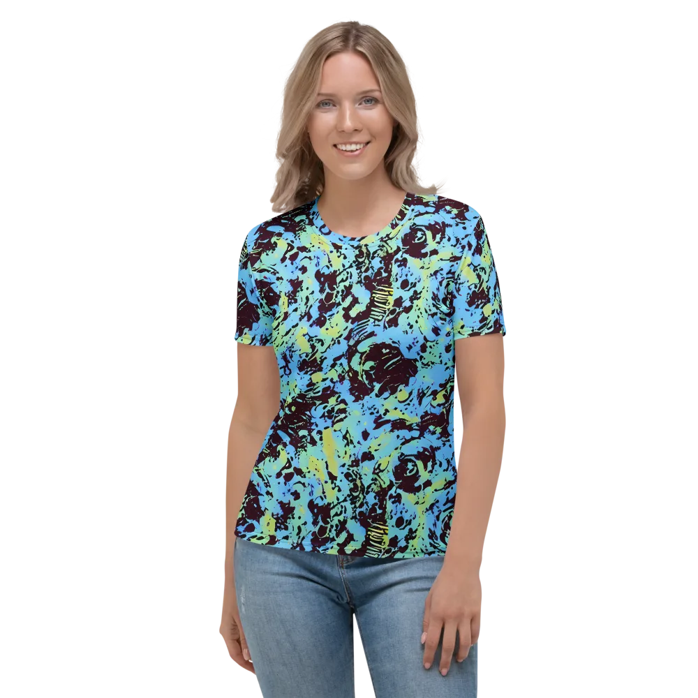 Aqua Static on Women's Crew Neck T-Shirt — Front