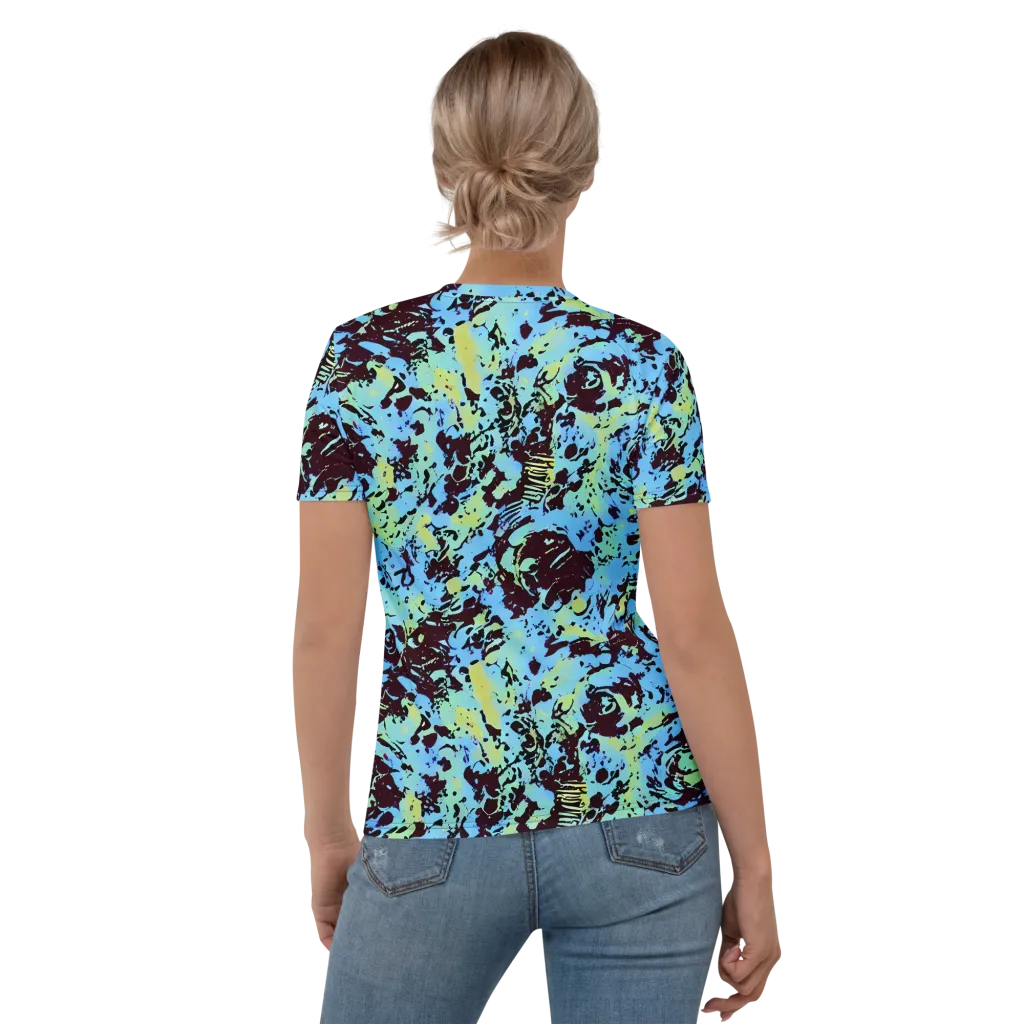 Aqua Static on Women's Crew Neck T-Shirt — Back