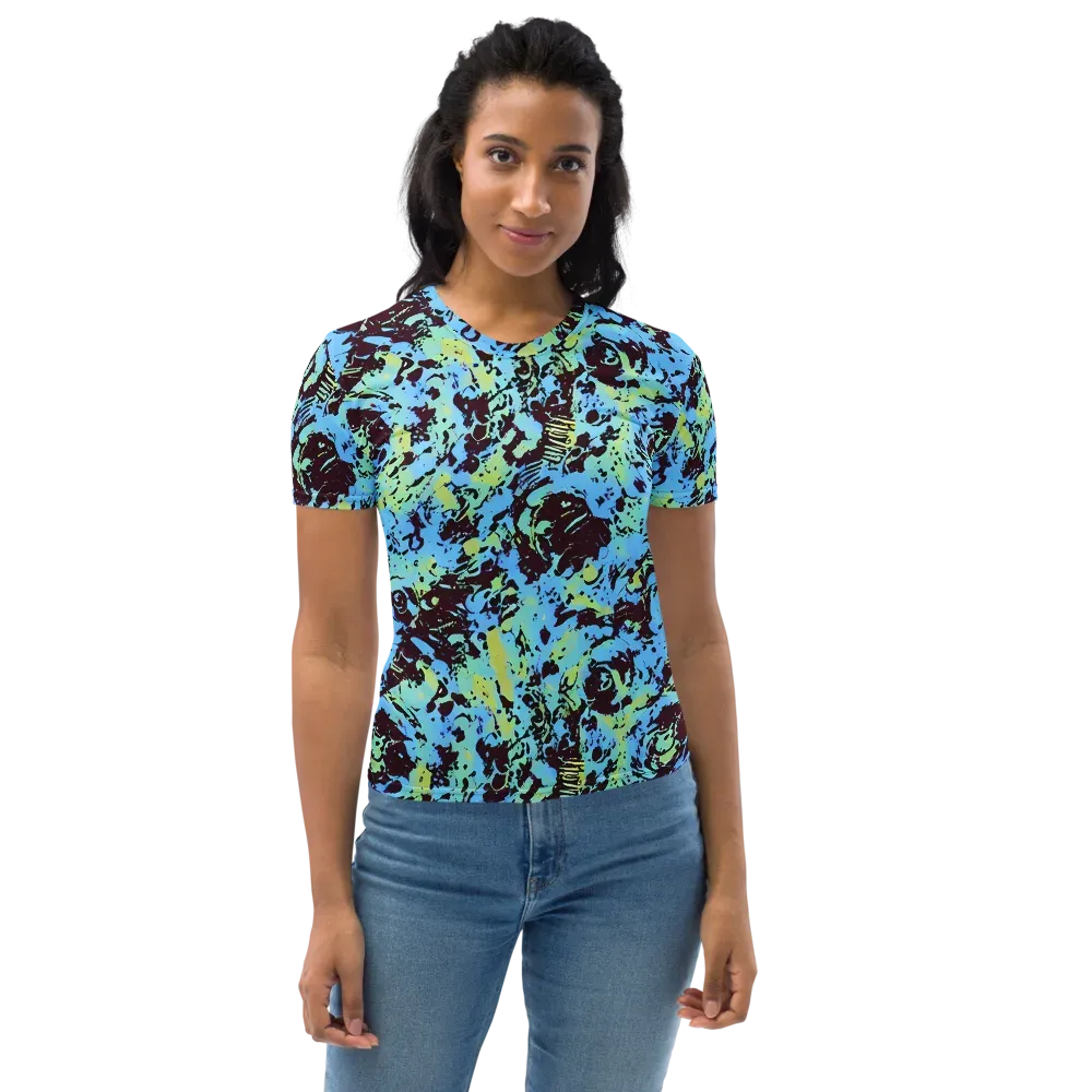 Aqua Static on Women's Crew Neck T-Shirt — Front