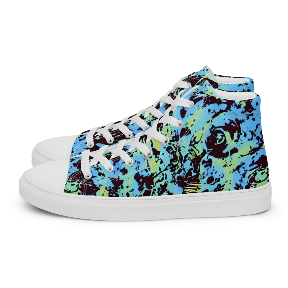 Aqua Static on Women's High Top Canvas Shoes — Left