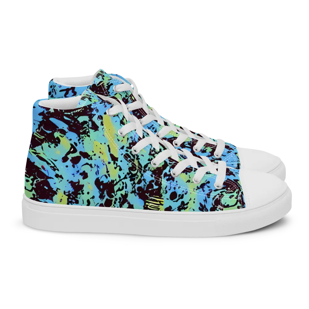 Aqua Static on Women's High Top Canvas Shoes — Right