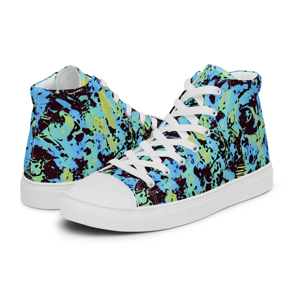 Aqua Static on Women's High Top Canvas Shoes — Left