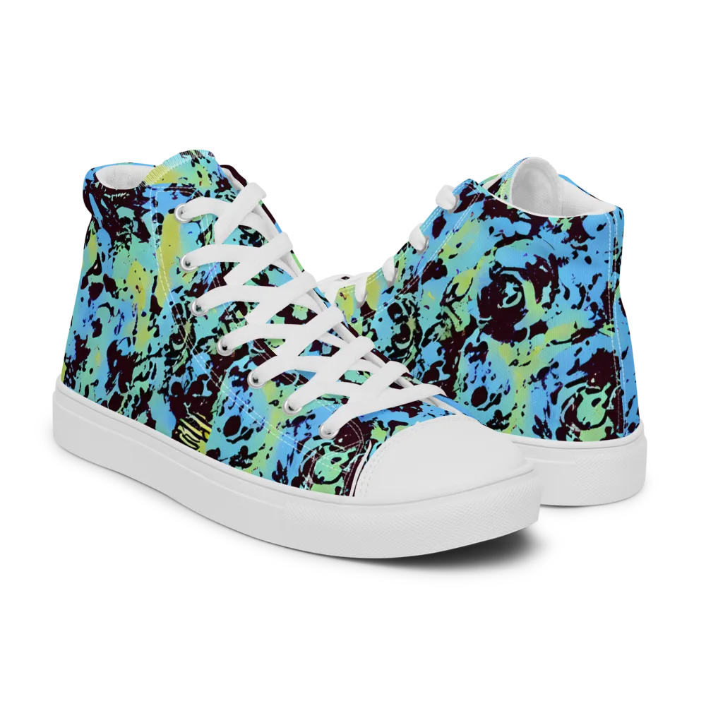 Aqua Static on Women's High Top Canvas Shoes — Right