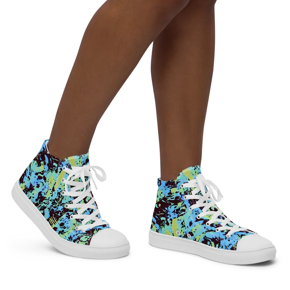 Aqua Static on Women's High Top Canvas Shoes — Right