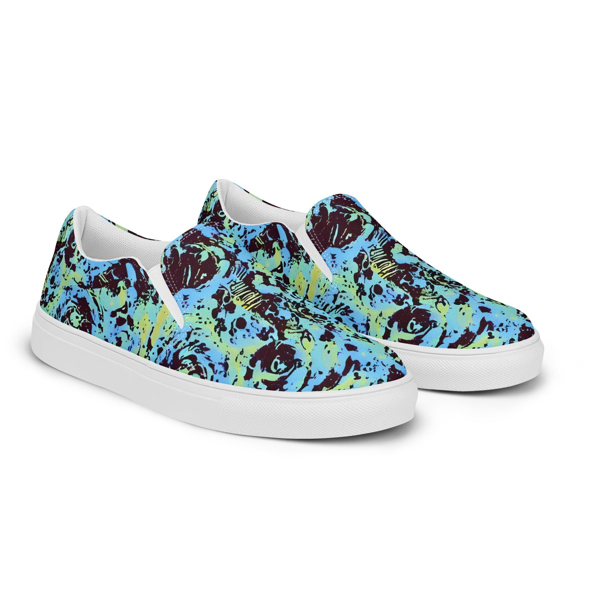 Aqua Static on Men's Slip-On Canvas Shoes — Right Front