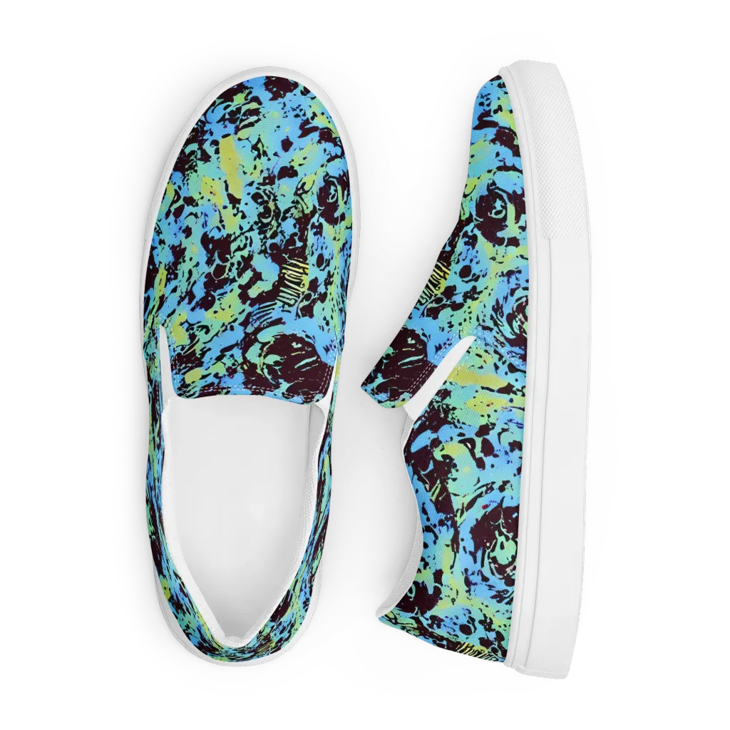 Aqua Static on Men's Slip-On Canvas Shoes — Front