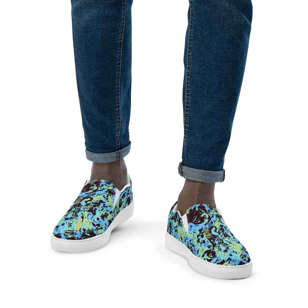 Aqua Static on Men's Slip-On Canvas Shoes — Front