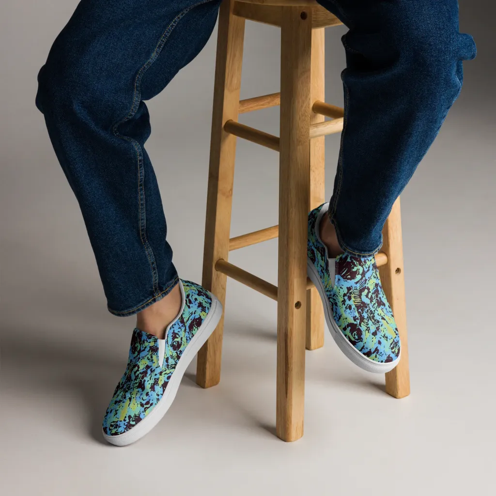Aqua Static on Men's Slip-On Canvas Shoes — Front