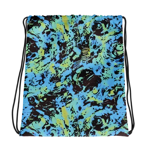 Aqua Static on a Drawstring Bag