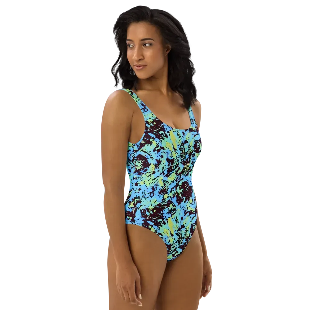 Aqua Static on One-Piece Swimsuit — Right