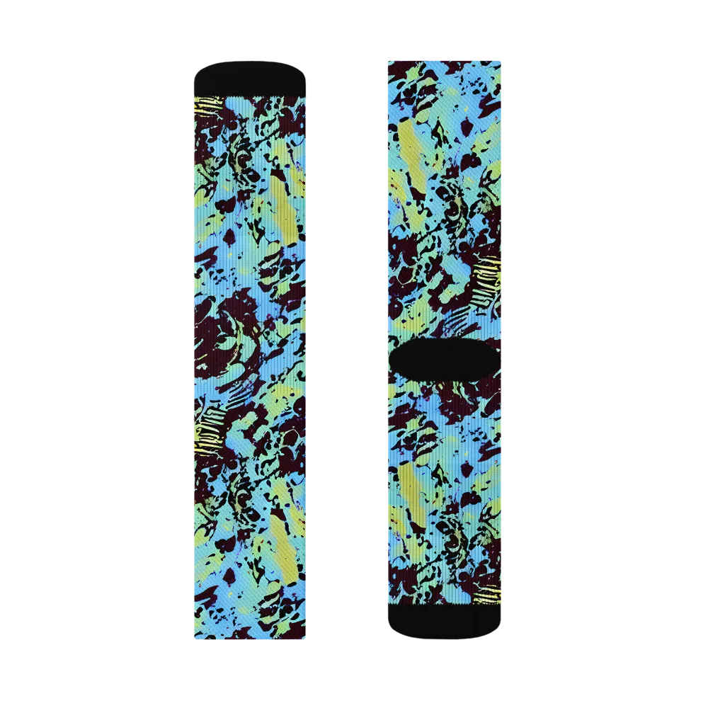 Aqua Static on Socks — Left Sock