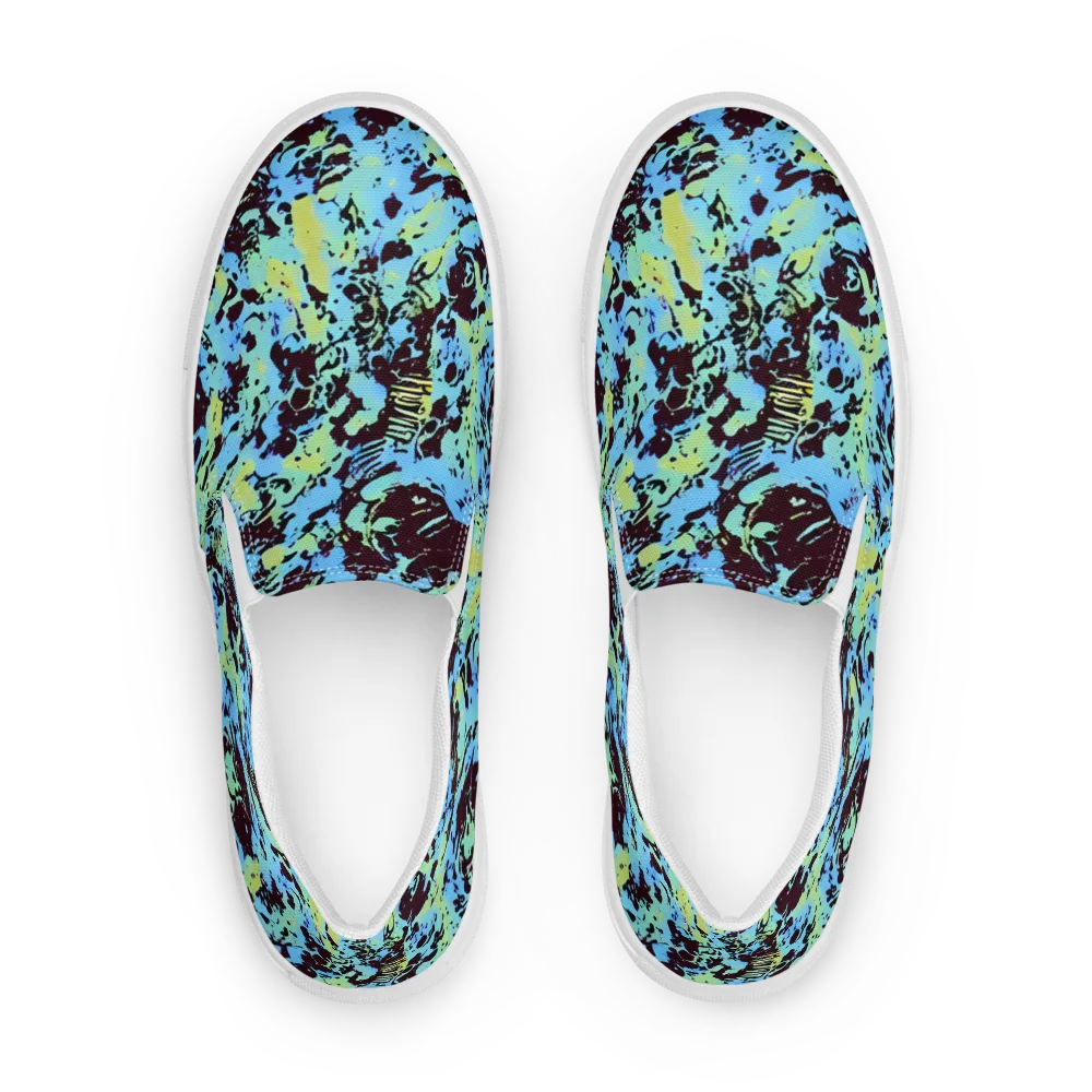 Aqua Static on Women's Slip-On Canvas Shoes — Front