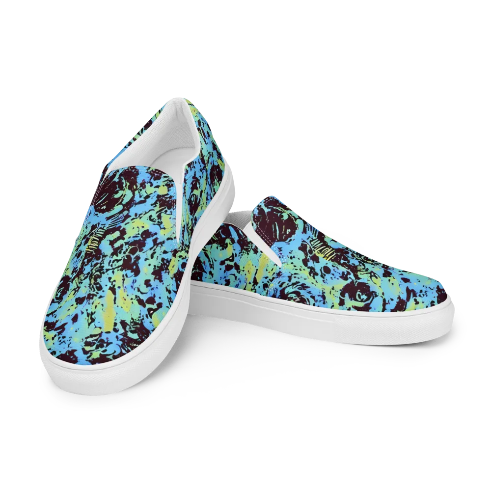 Aqua Static on Women's Slip-On Canvas Shoes — Left Front