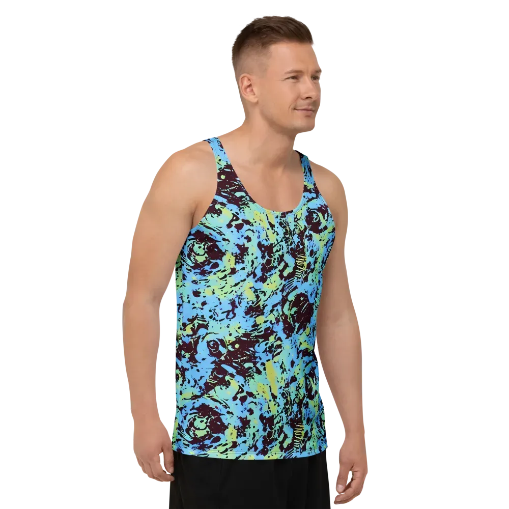 Aqua Static on Men's Tank Top — Right Front