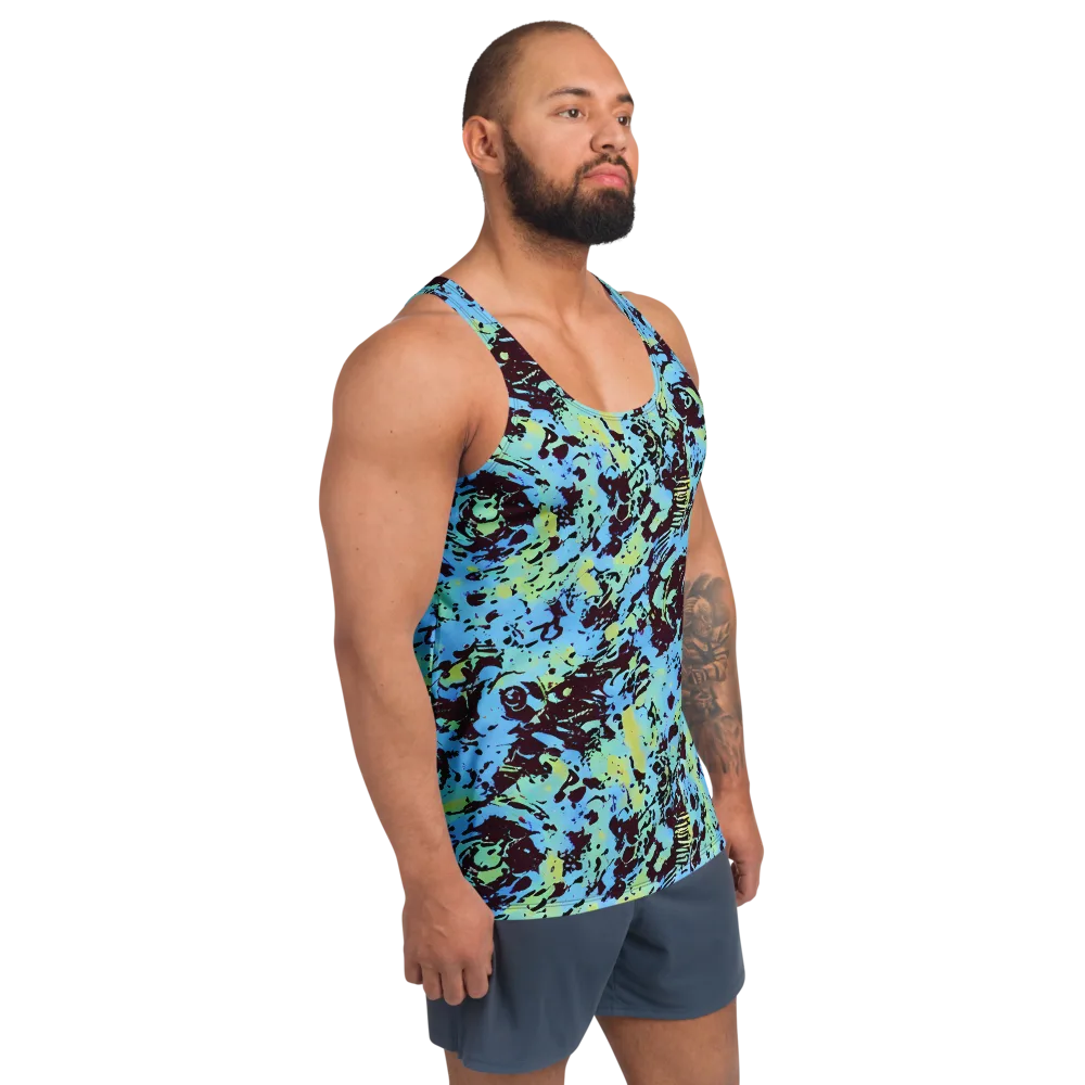 Aqua Static on Men's Tank Top — Right Front