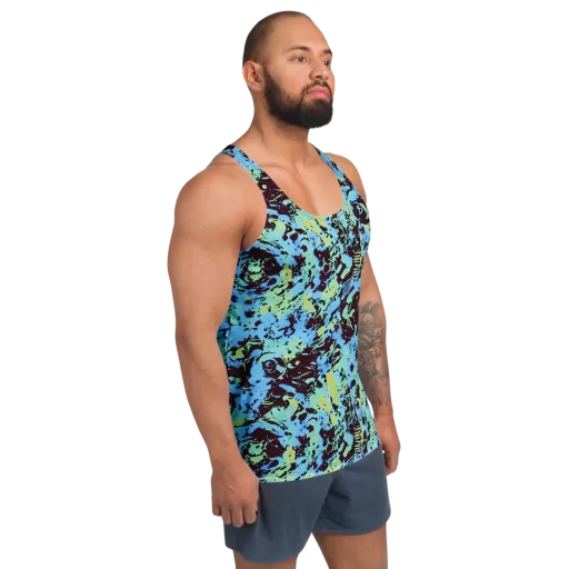 Aqua Static on a Men's Tank Top