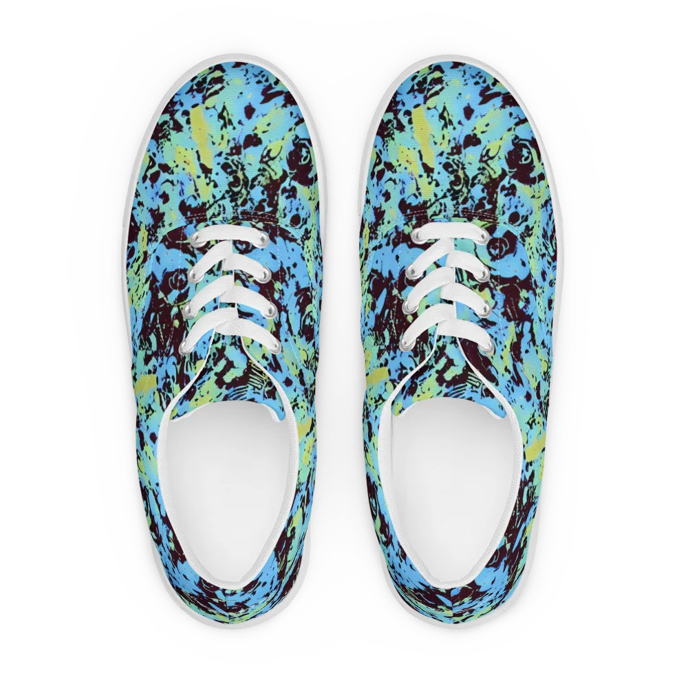 Aqua Static on Men's Lace-Up Canvas Shoes — Front