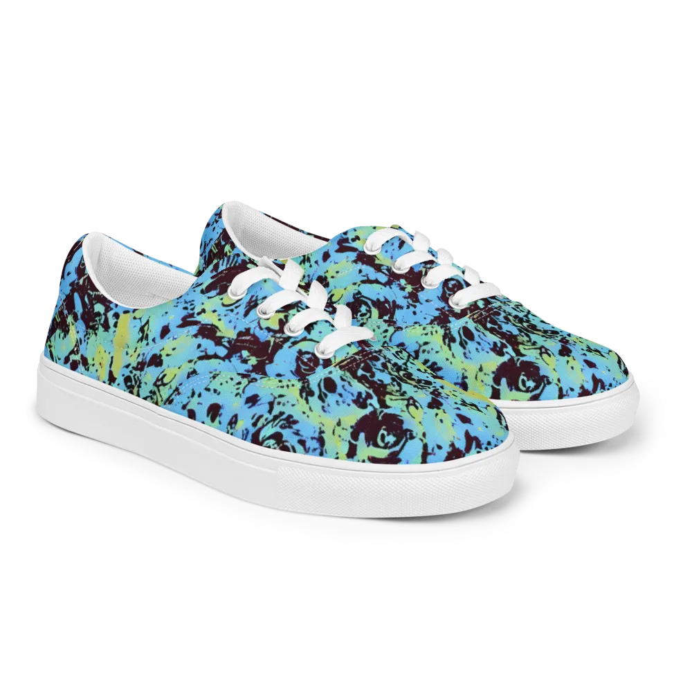 Aqua Static on Men's Lace-Up Canvas Shoes — Right Front