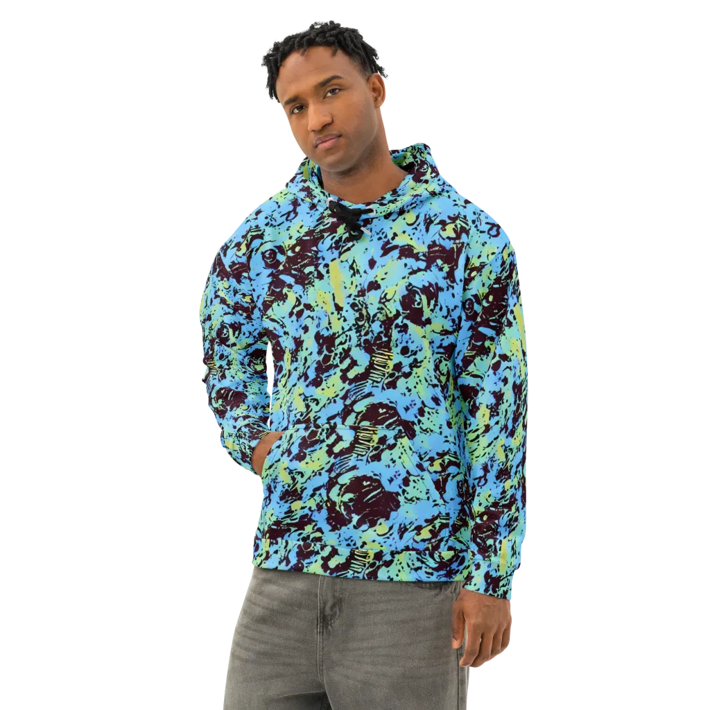 Aqua Static on Cotton Hoodie — Left Front