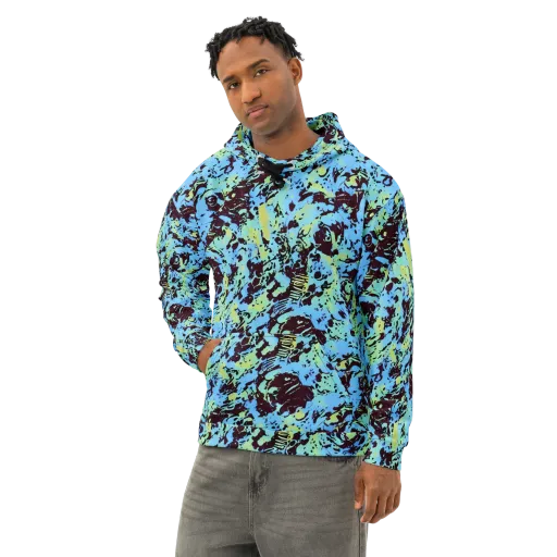 Aqua Static on a Cotton Hoodie