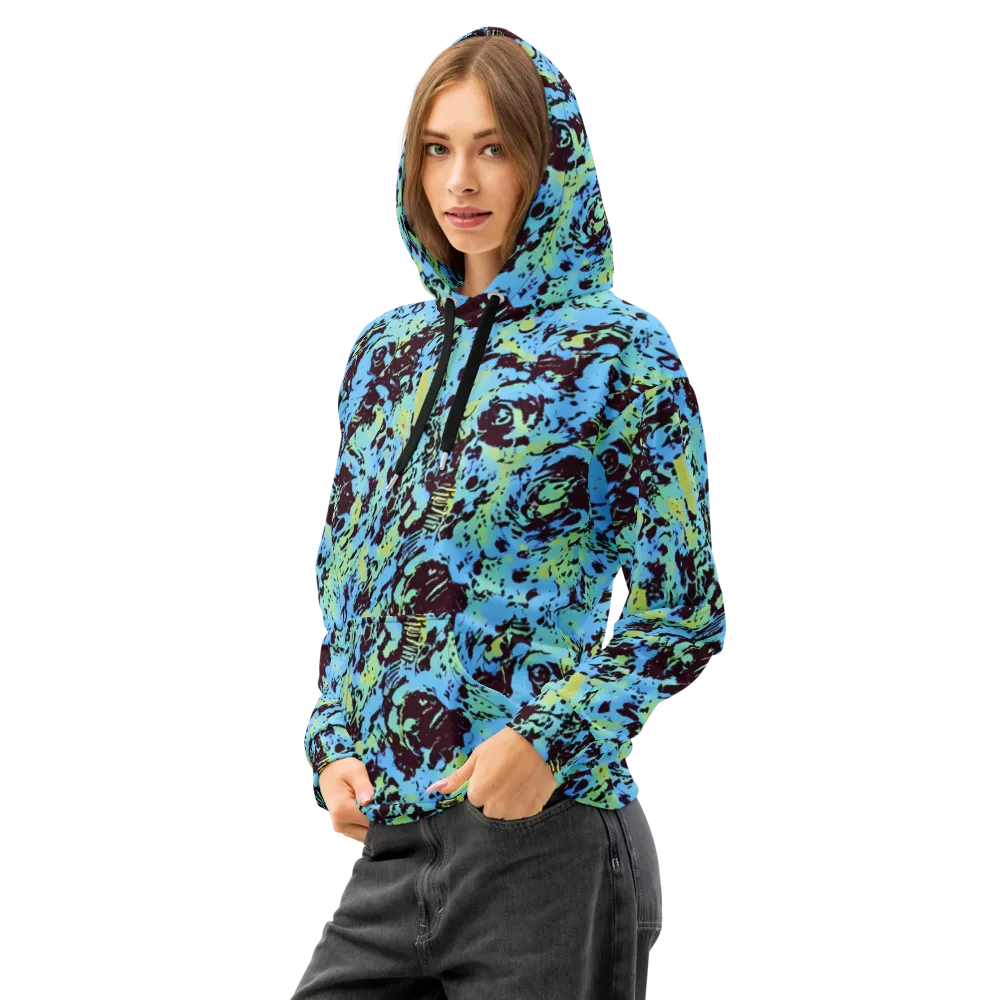 Aqua Static on Cotton Hoodie — Left Front