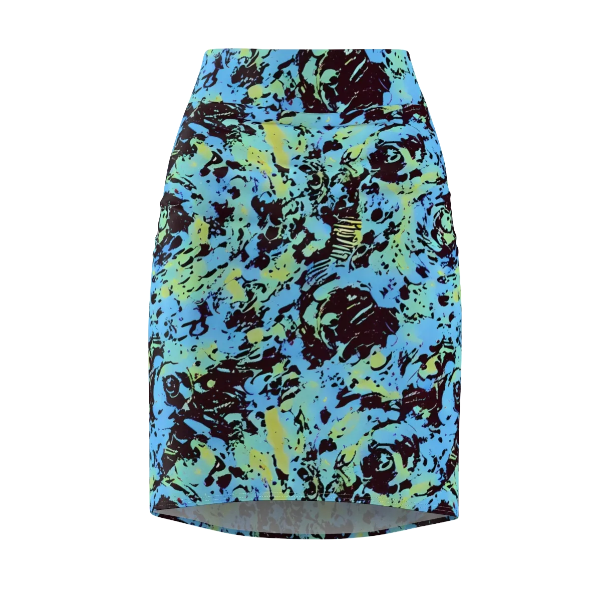 Aqua Static on Pencil Skirt — Front