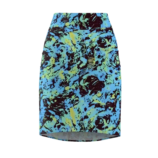 Aqua Static on a Pencil Skirt