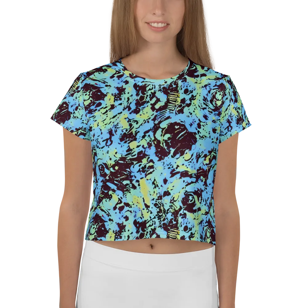 Aqua Static on Crop Tee — Front
