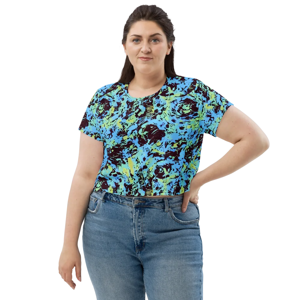 Aqua Static on Crop Tee — Front