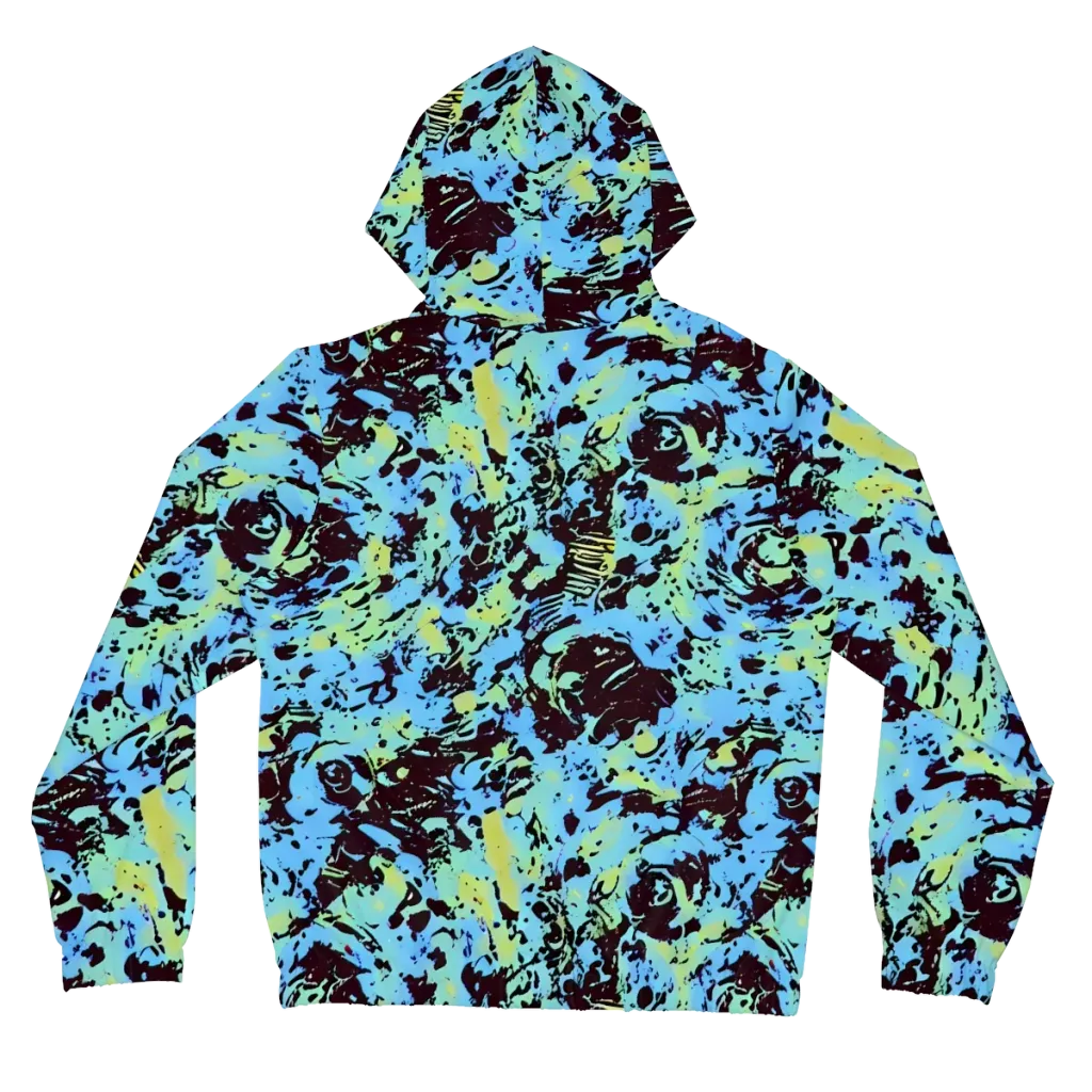 Aqua Static on Women's Full-Zip Hoodie — Back