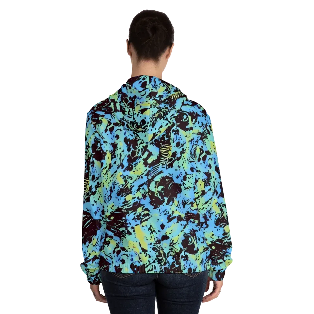 Aqua Static on Women's Full-Zip Hoodie — Back On Person
