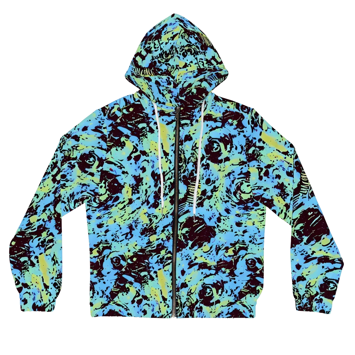 Aqua Static on Women's Full-Zip Hoodie — Front