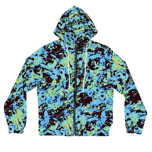 Aqua Static on a Women's Full-Zip Hoodie