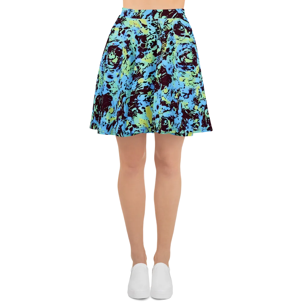 Aqua Static on Skater Skirt — Front