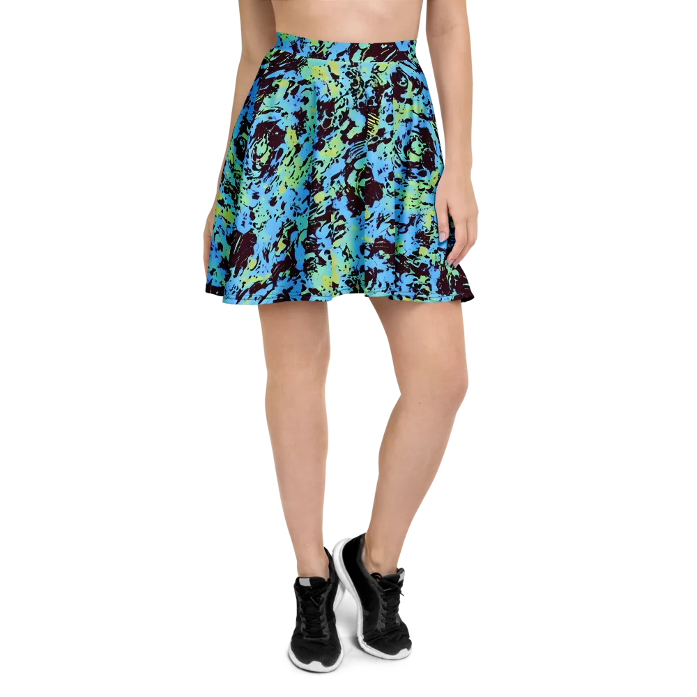 Aqua Static on Skater Skirt — Front