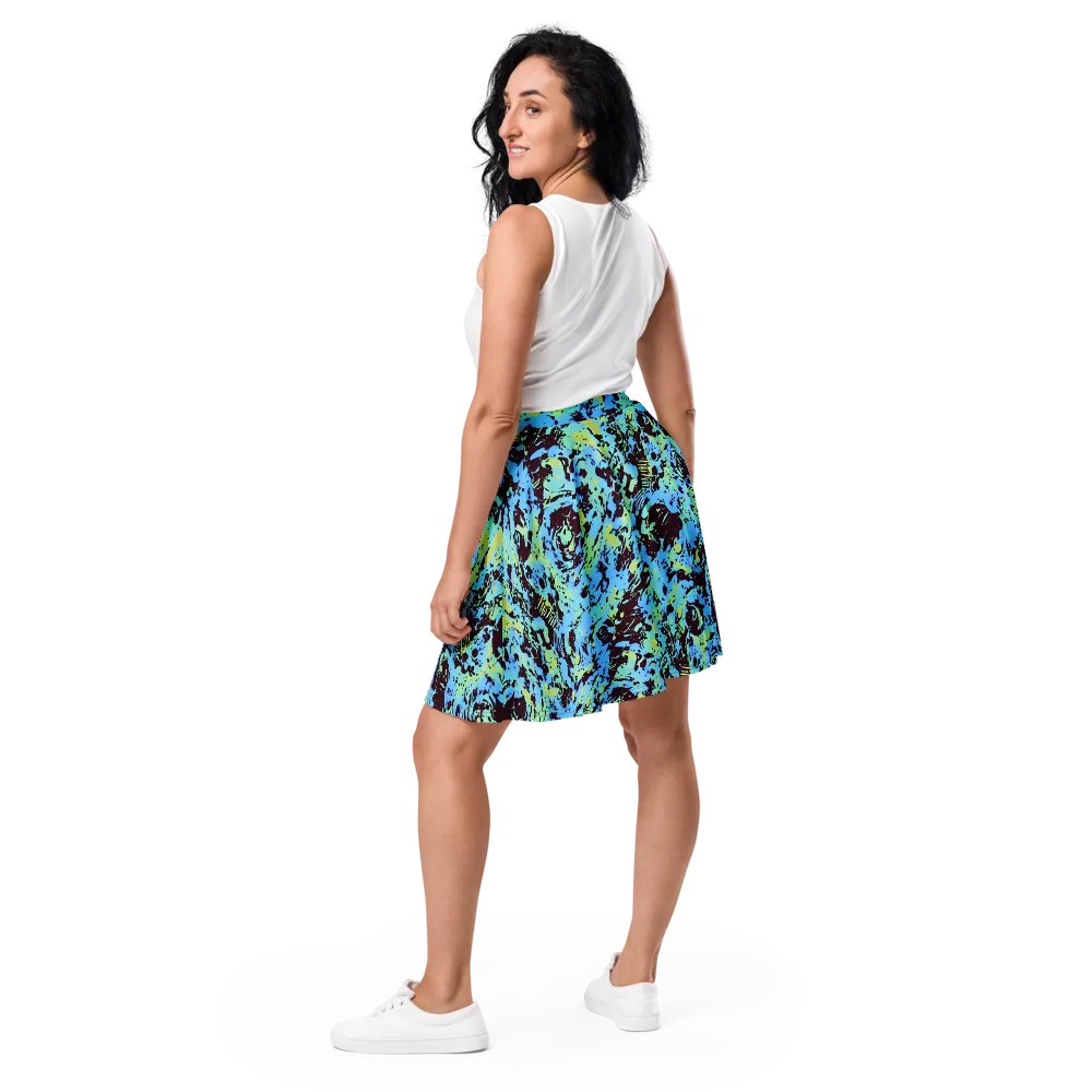 Aqua Static on Skater Skirt — Back