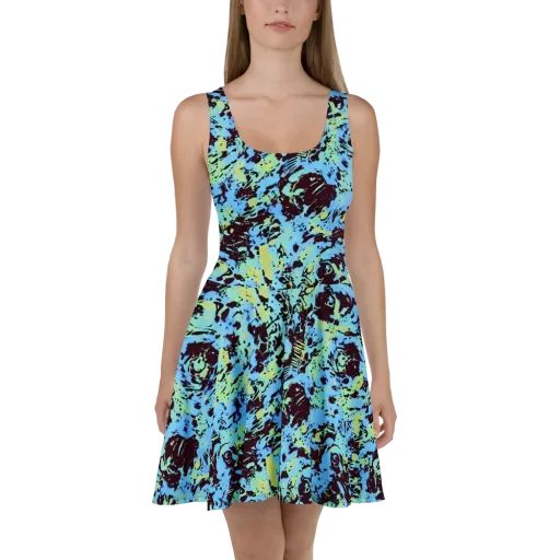 Aqua Static on a Skater Dress