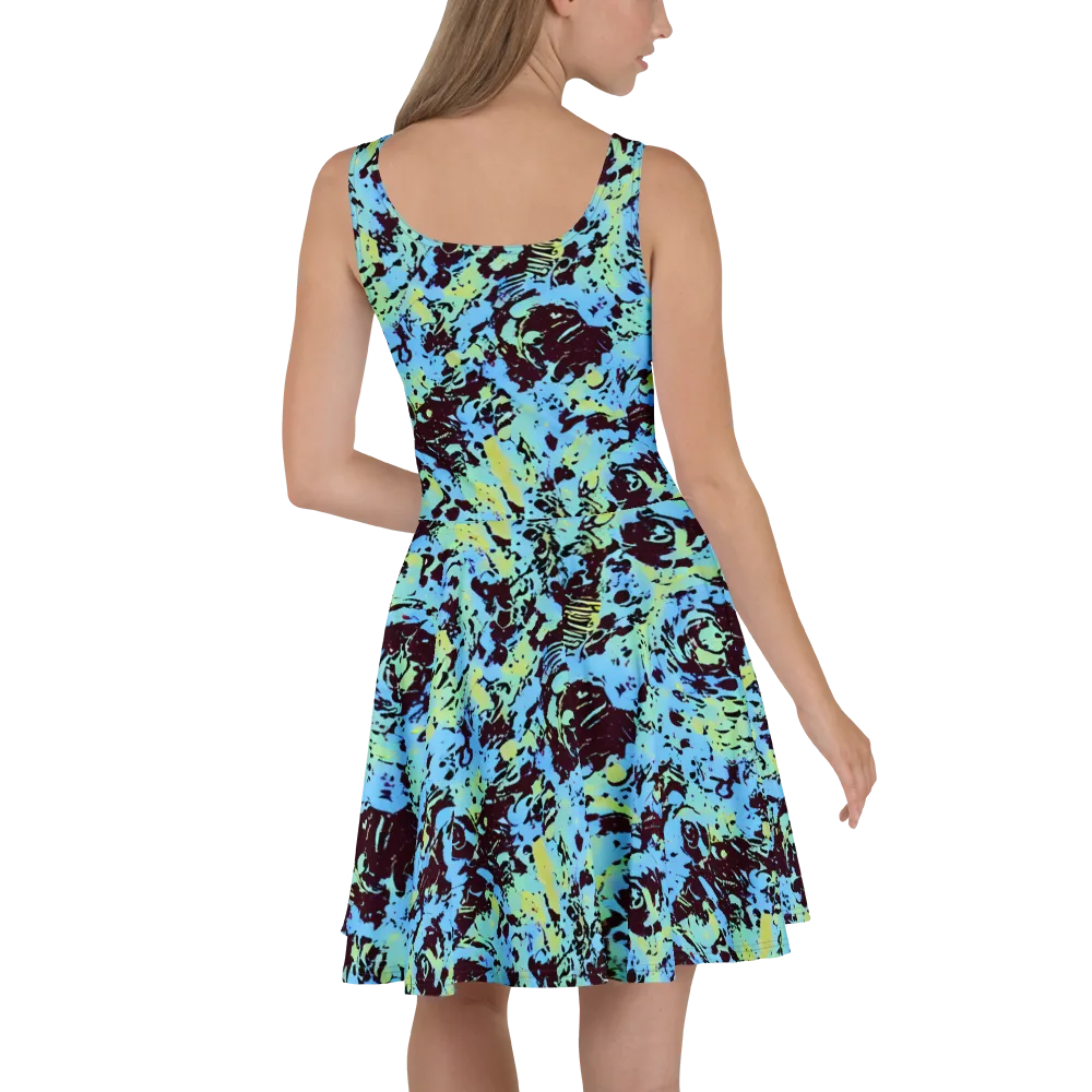 Aqua Static on Skater Dress — Back
