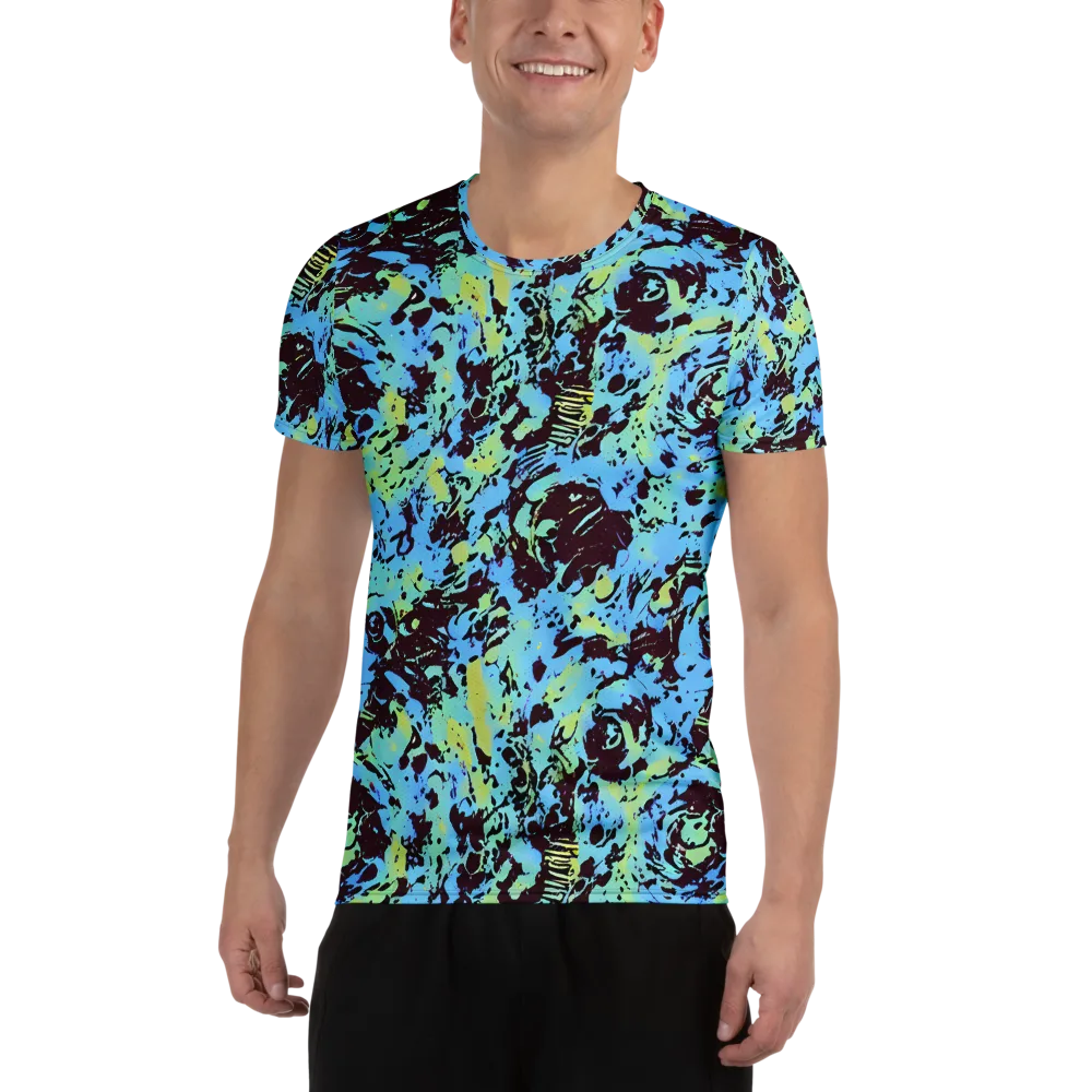 Aqua Static on Men's Athletic T-Shirt — Front