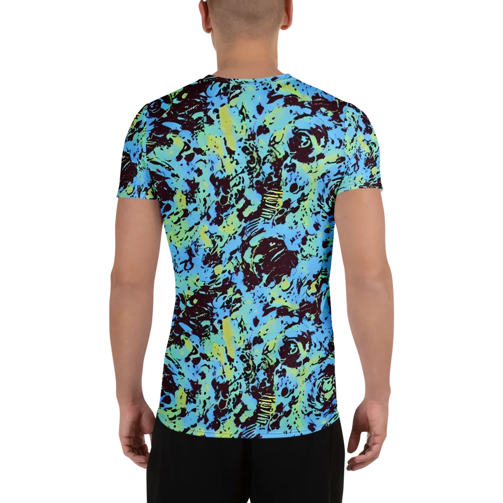 Aqua Static on Men's Athletic T-Shirt — Back