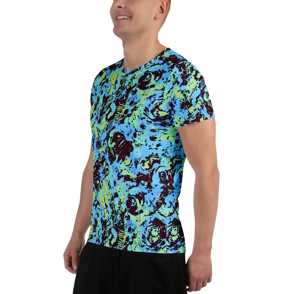 Aqua Static on Men's Athletic T-Shirt — Left