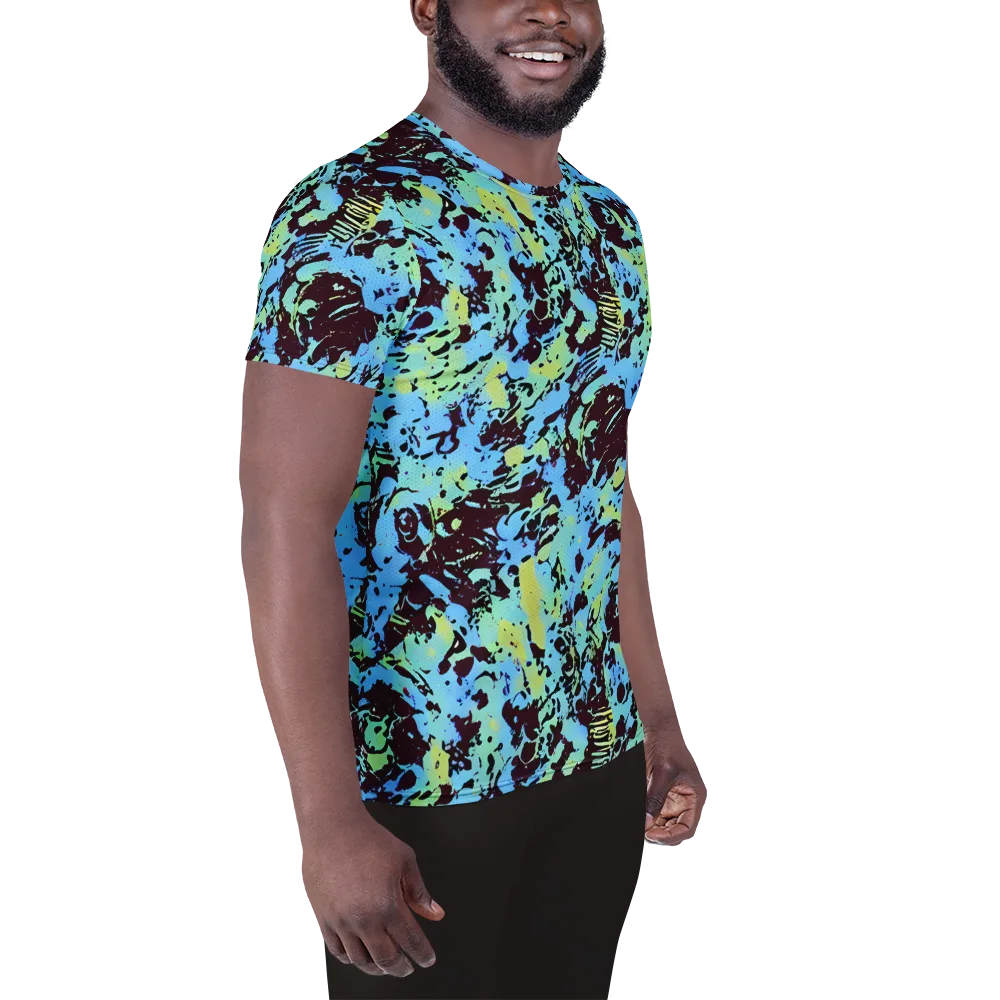 Aqua Static on Men's Athletic T-Shirt — Right