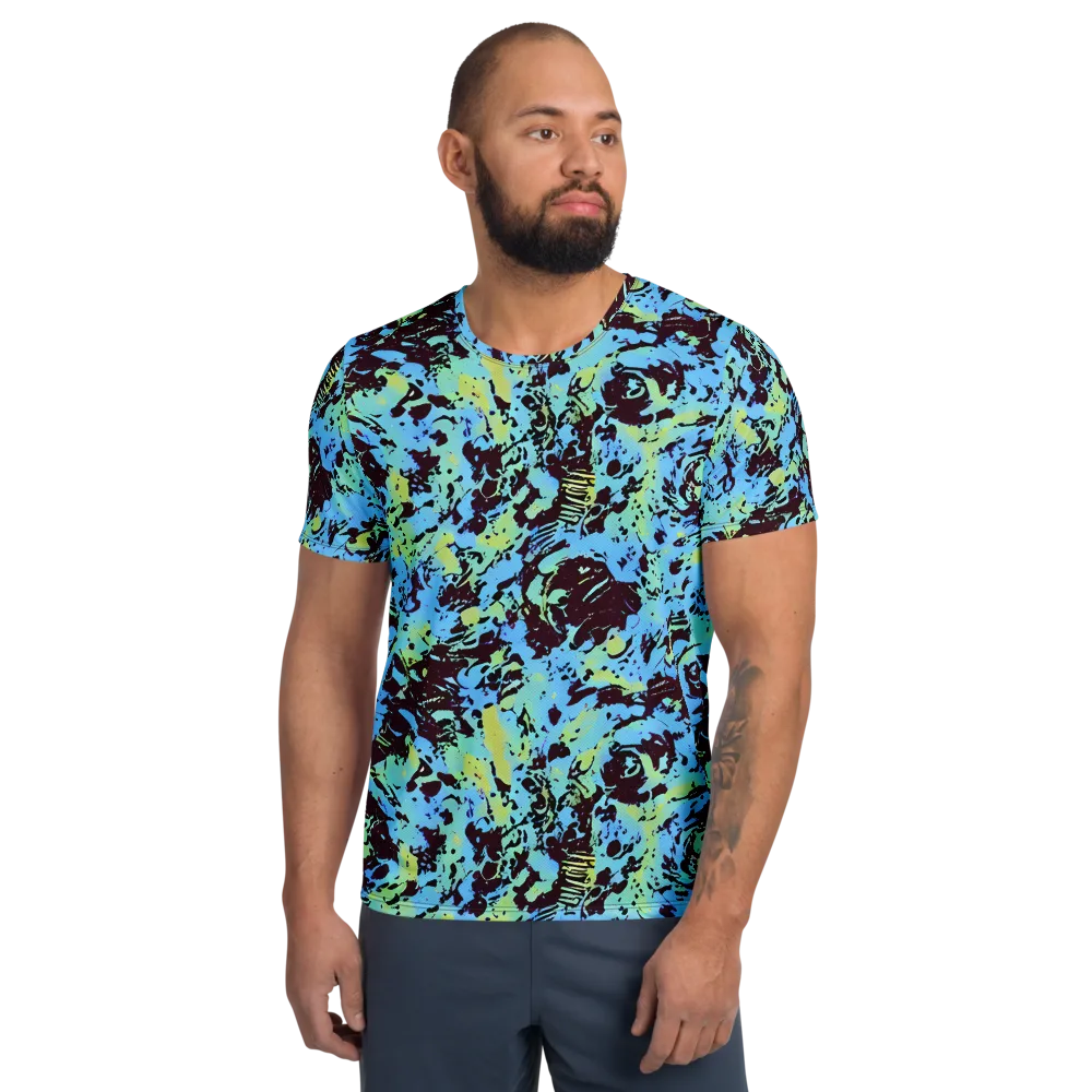 Aqua Static on Men's Athletic T-Shirt — Front