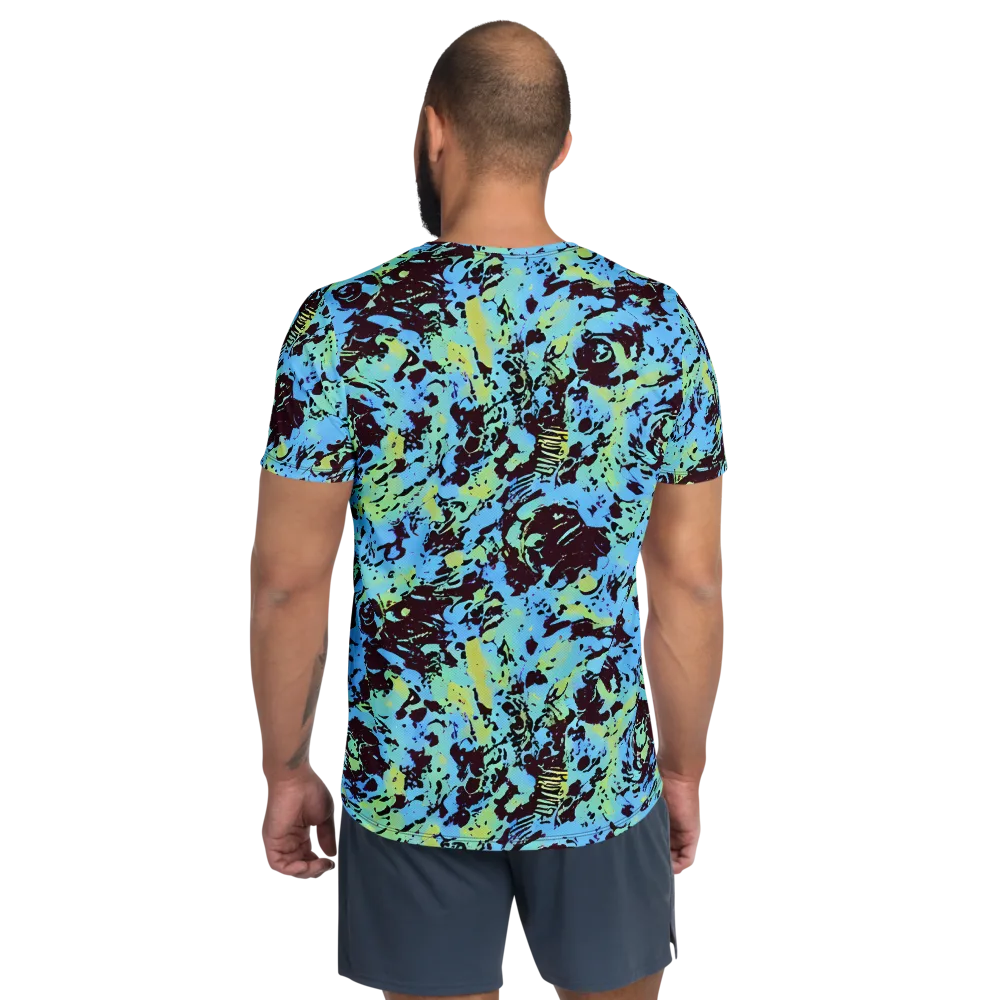 Aqua Static on Men's Athletic T-Shirt — Back