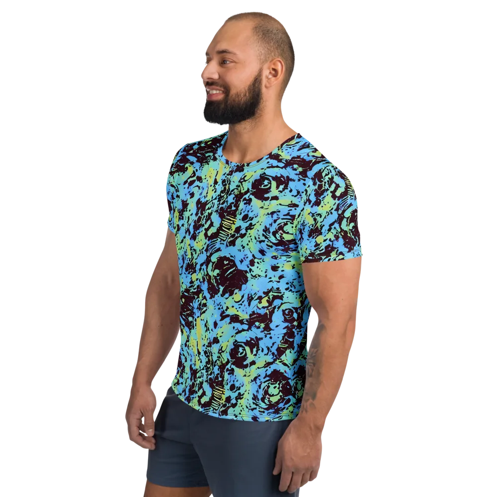 Aqua Static on Men's Athletic T-Shirt — Left