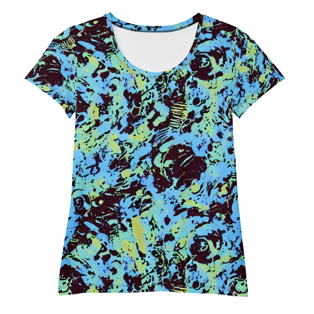 Aqua Static on Women's Athletic T-Shirt — Front